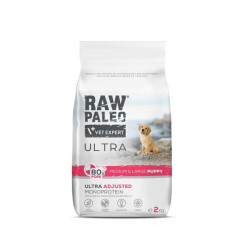 VetExpert Raw Paleo Ultra Puppy Medium & Large sausas pašaras su kiauliena šuniukams - Zoobaze.lt