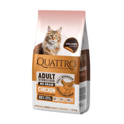 Quattro Collagen Sterilised sausas pašaras su vištiena sterilizuotoms katėms - Zoobazė.lt