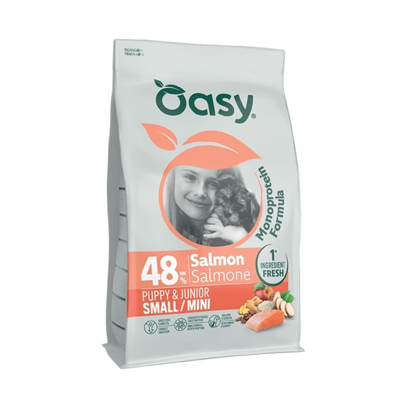 Oasy Monoprotein Puppy Small/Mini sausas pašaras su lašiša mažų veislių šuniukams
