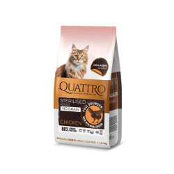 Quattro Collagen Sterilised sausas pašaras su vištiena sterilizuotoms katėms - Zoobazė.lt