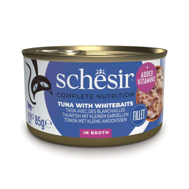 Schesir C&B konservai su tunu ir mailiumi sultinyje katėms - Zoobazė.lt