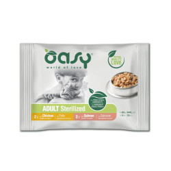 Oasy Multipack guliašas su vištiena ir lašiša sterilizuotoms katėms - Zoobazė.lt