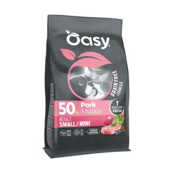 Oasy Grain Free Small&Mini sausas pašaras su kiauliena mažų veslių šunims - Zoobazė.lt