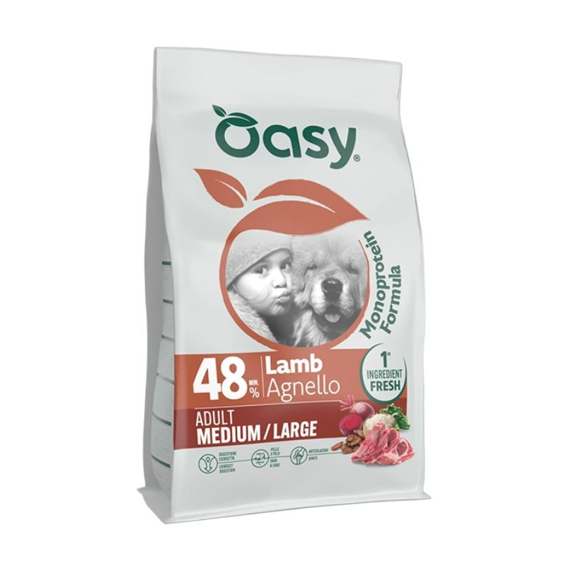 Oasy Monoprotein Medium/Large sausas pašaras su ėriena didesnių veislių šunims - Zoobazė.lt