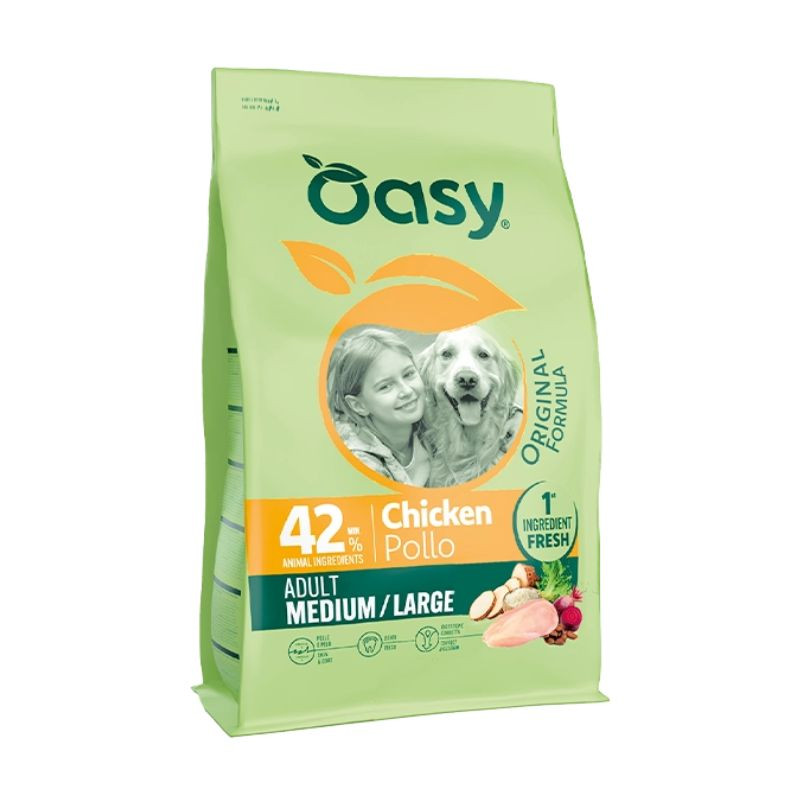 Oasy Original Medium/Large sausas pašaras su vištiena didesnių veislių šunims - Zoobazė.lt
