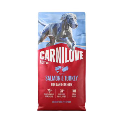 Carnilove Active sausas pašaras su lašiša ir kalakutiena didelių veislių šunims - Zoobazė.lt