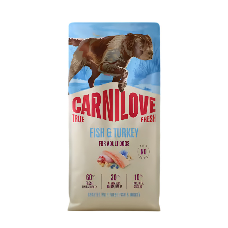 Carnilove True Fresh sausas pašaras su žuvimi ir kalakutiena šunims - Zoobazė.lt