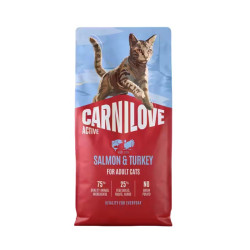 Carnilove Active sausas pašaras su lašiša ir kalakutiena katėms - Zoobazė.lt