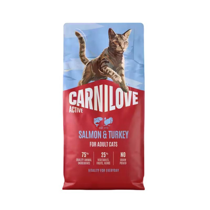 Carnilove Active sausas pašaras su lašiša ir kalakutiena katėms - Zoobazė.lt