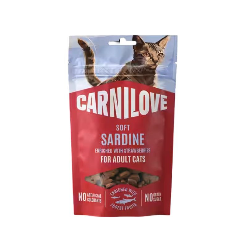 Carnilove Soft skanėstai su sardinėmis ir braškėmis katėms - Zoobazė.lt