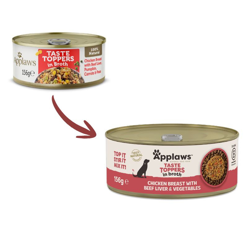 Applaws Taste Toppers in Broth sauso pašaro pagardas su vištiena, jautiena ir daržovėmis šunims