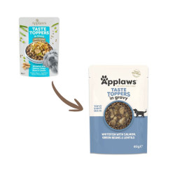 Applaws Taste Toppers sauso pašaro pagardas su balta žuvimi, lašiša ir daržovėmis šunims