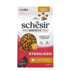 Schesir Monoprotein sausas pašaras su vištiena sterilizuotoms katėms, 1,5 kg