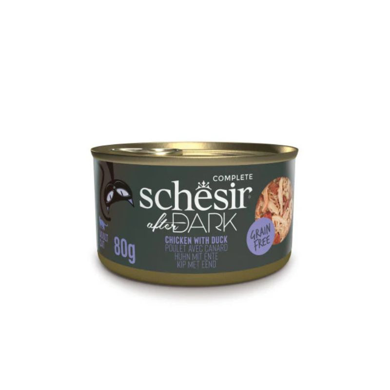 Schesir After Dark konservai su vištiena ir antiena sultinyje katėms
