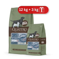 Quattro Grain Free Weight Loss sausas pašaras su balta žuvimi ir kriliumi suaugusiems šunims
