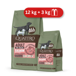 Quattro Grain Free sausas pašaras su lašiša ir kriliu suaugusiems šunims