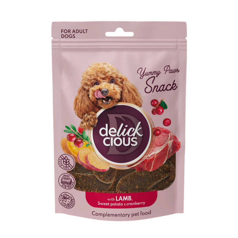 Delickcious Yummy Paws skanėstai su jautiena ir moliūgais šunims