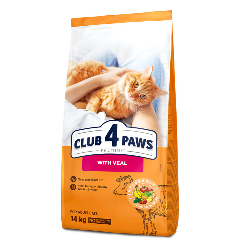Club 4 Paws Premium sausas pašaras su veršiena katėm