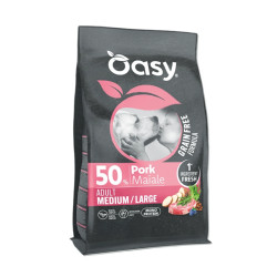 Oasy Grain Free Adult Medium/Large sausas pašaras su kiauliena didesnių veislių šunims