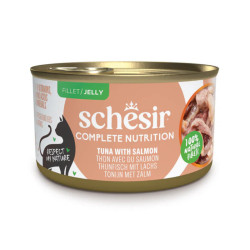 Schesir Complete Nutrition konservai su tunu ir lašiša drebučiuose katėms, 85 g