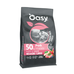 Oasy Grain Free Puppy Small/Mini sausas pašaras su kiauliena mažų veislių šuniukams
