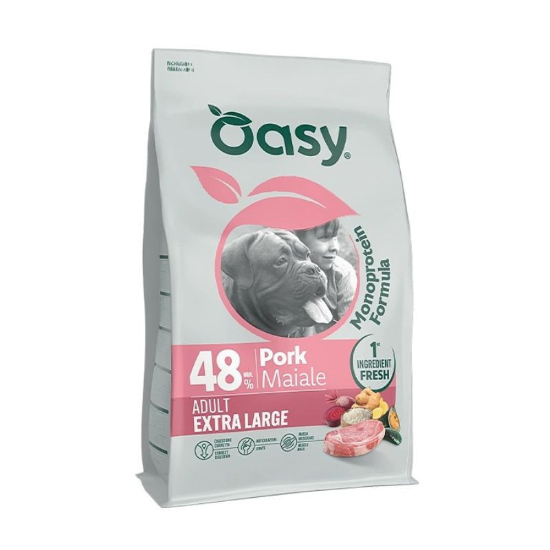 Oasy Monoprotein Extra Large sausas pašaras su kiauliena šunims