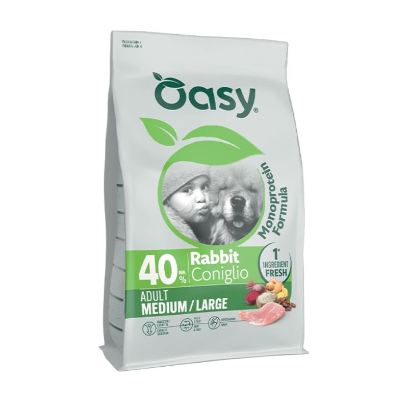 Oasy Monoprotein Adult Medium/Large sausas pašaras su triušiena šunims