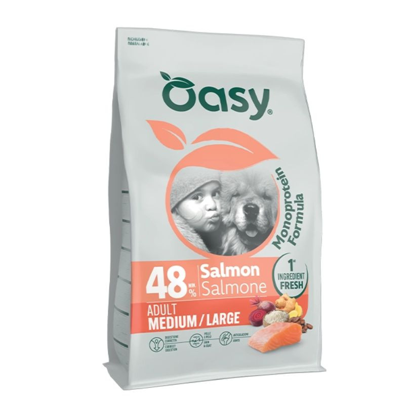 Oasy Monoprotein Medium/Large sausas pašaras su lašiša didesnių veislių šunims
