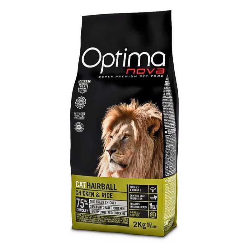Optimanova Cat Hairball sausas pašaras katėms