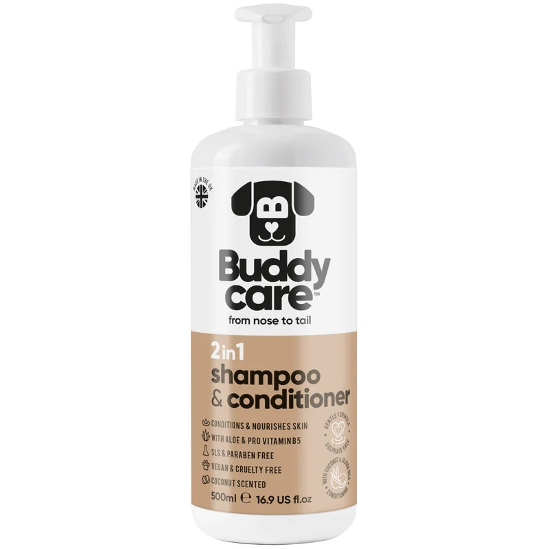 Buddycare 2in1 Coconut šampūnas ir kondicionierius šunims, 500 ml