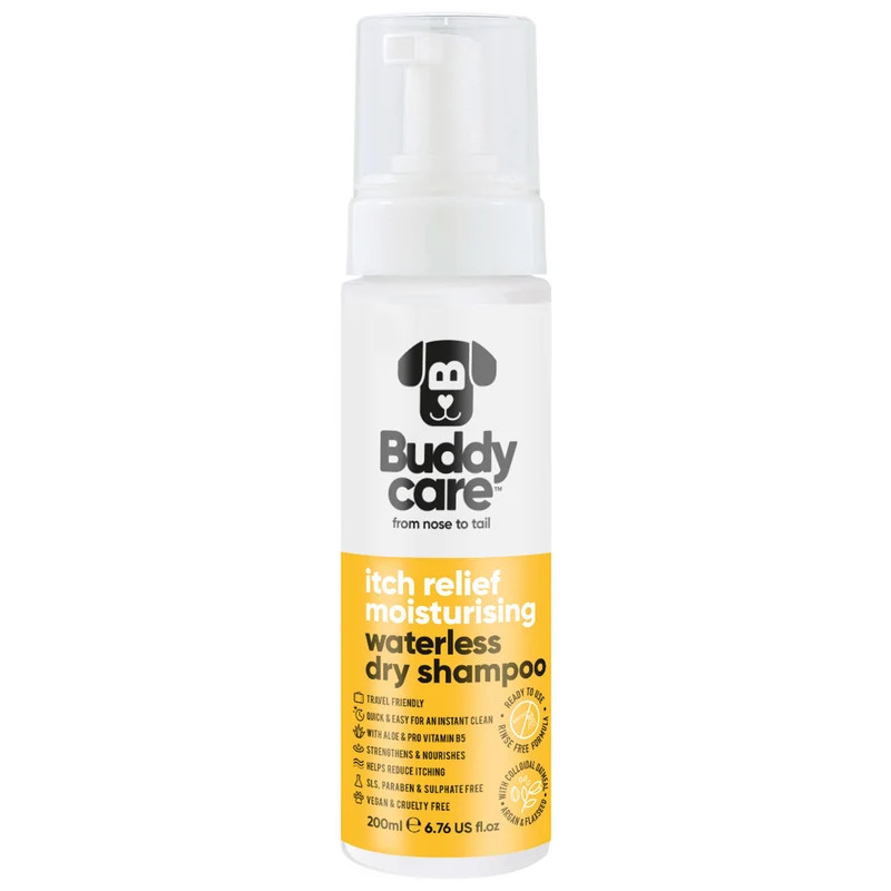 Buddycare Itch Relief Moisturising sausas šampūnas šunims, 200 ml