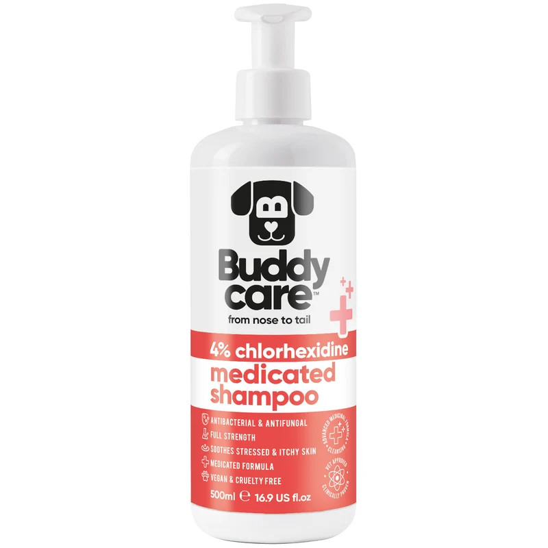 Buddycare Pet Antiseptic Chlorhexidine Medicated šampūnas šunims ir katėms, 500 ml