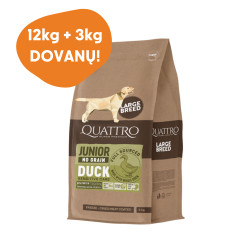Quattro Grain Free sausas pašaras su antiena didelių veislių jauniems šunims - Zoobaze.lt