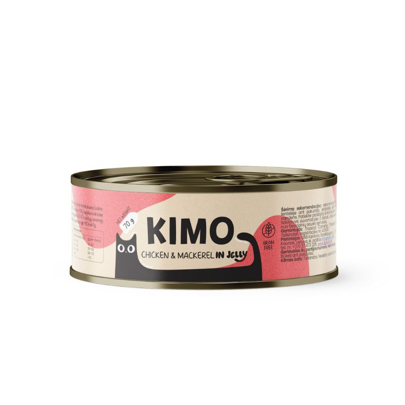 Kimo Chicken & Mackerel in Soft Jelly konservai su vištiena ir skumbre katėms