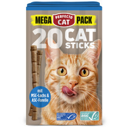 Perfecto Cat MEGA PACK 20 Catsticks skanėstai su lašiša ir upėtakiu katėms, 100 g