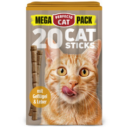 Perfecto Cat MEGA PACK 20 Catsticks skanėstai su paukštiena ir kepenėlėmis katėms, 100 g
