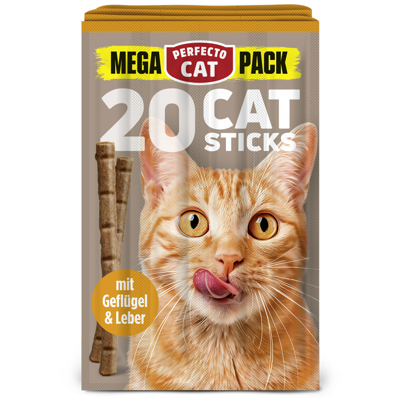 Perfecto Cat MEGA PACK 20 Catsticks skanėstai su paukštiena ir kepenėlėmis katėms, 100 g