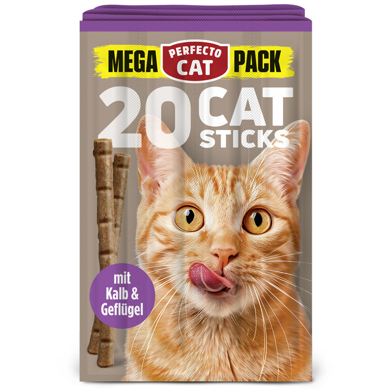 Perfecto Cat MEGA PACK 20 Catsticks skanėstai su veršiena ir paukštiena katėms, 100 g
