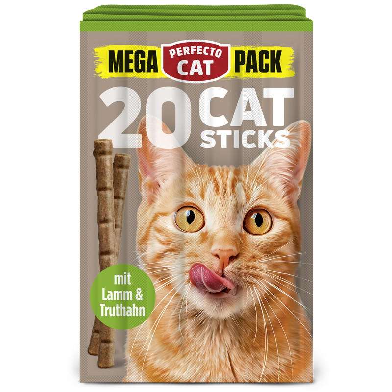 Perfecto Cat MEGA PACK 20 Catsticks skanėstai su ėriena ir kalakutiena katėms, 100 g