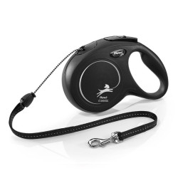 Flexi Classic Cord automatinis pavadėlis šunims, juodas
