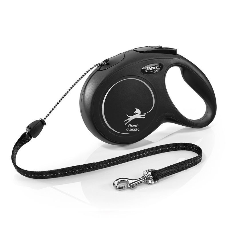 Flexi Classic Cord automatinis pavadėlis šunims, juodas