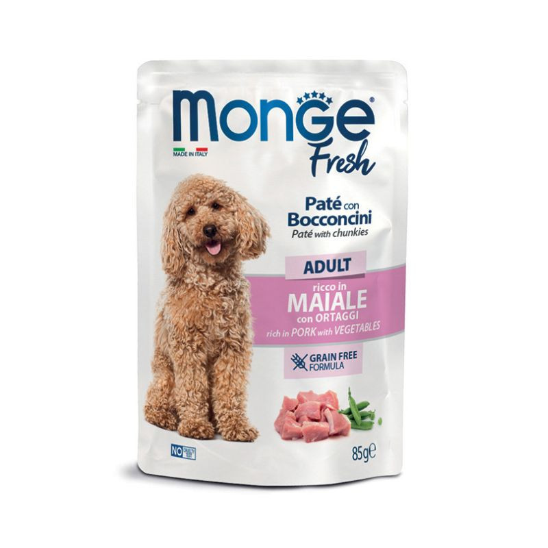 Monge Fresh Adult konservai su kiauliena ir daržovėmis šunims, 85 g