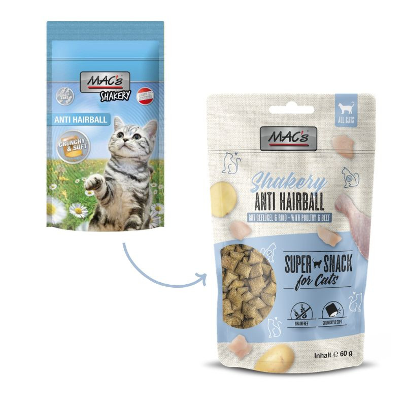 Mac's Shakery Anti Hairball traškūs skanėstai katėms