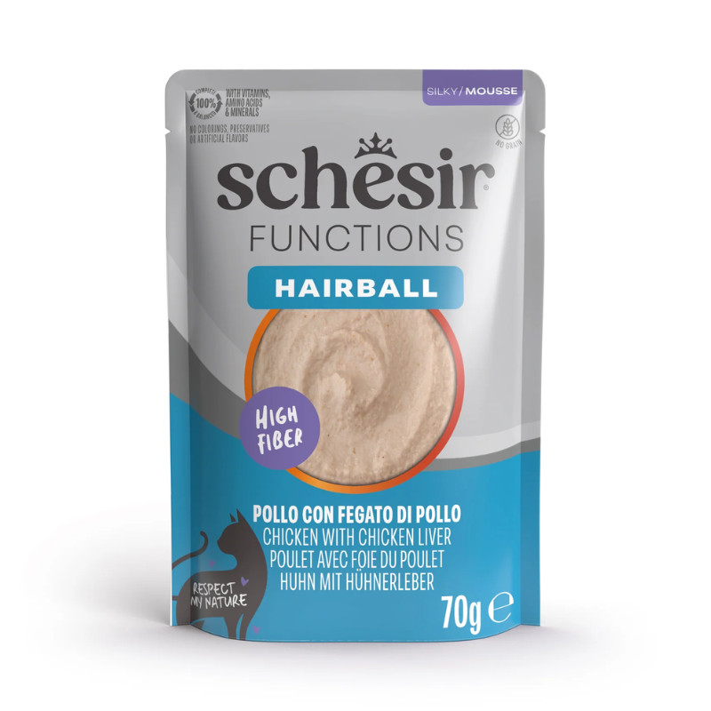 Schesir Hairball konservai su vištiena ir kepenėlėmis katėms
