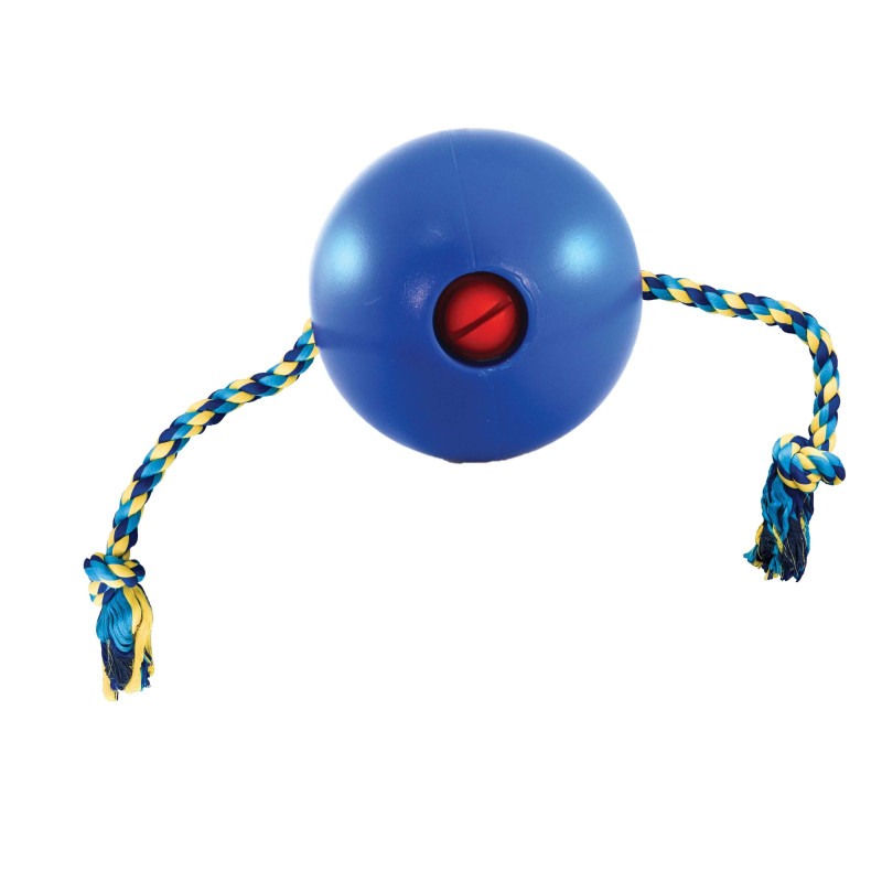 Ethical Products žaislas guminis kamuolys mėlynas su virve šunims