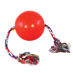 Ethical Products žaislas guminis kamuolys raudonas su virve šunims