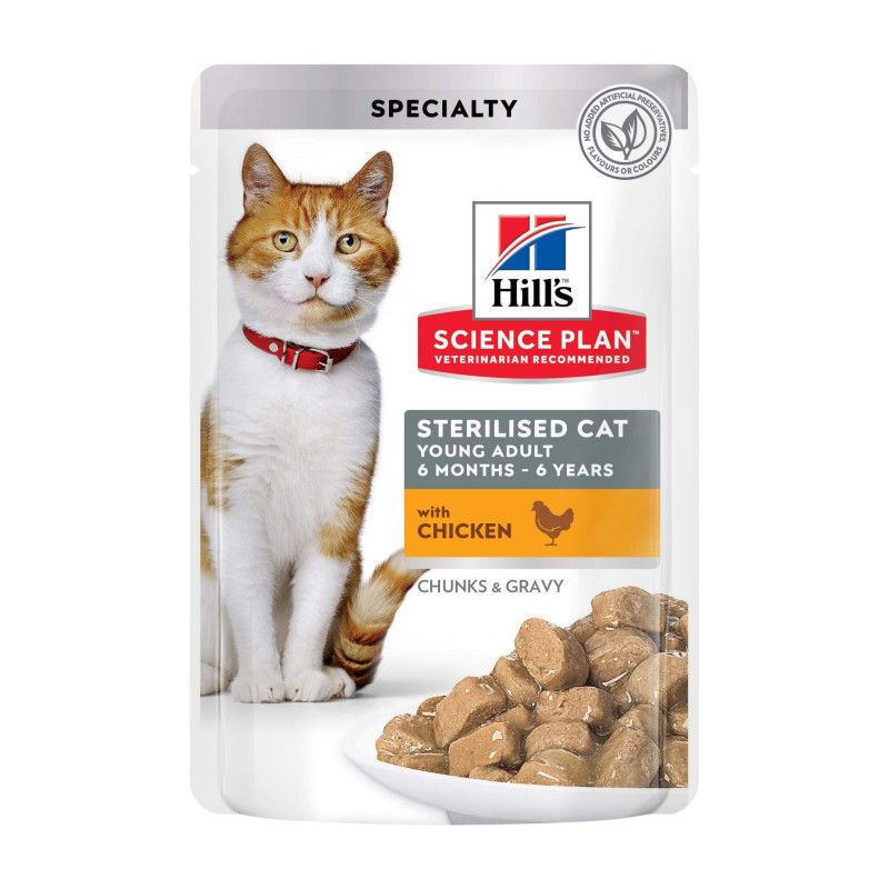 Hill's Science Plan Sterilized Young Adult Cat Chicken Pouch guliašas katėms