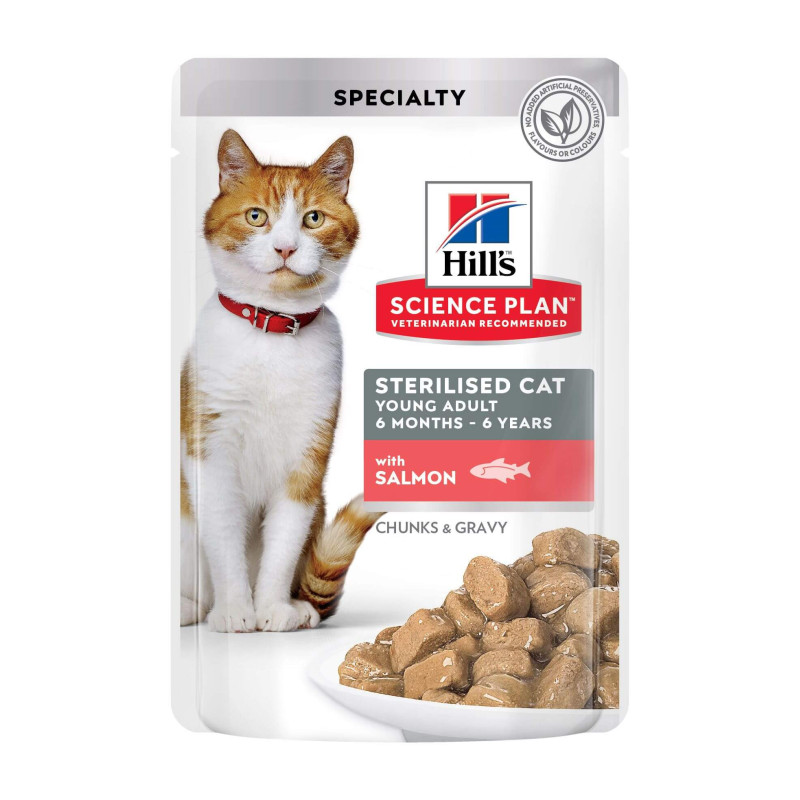 Hill's Science Plan Sterilized Young Adult Cat Salmon Pouch guliašas katėms